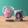 Mugs día de la Mujer-con-flores-y-mujer-animada